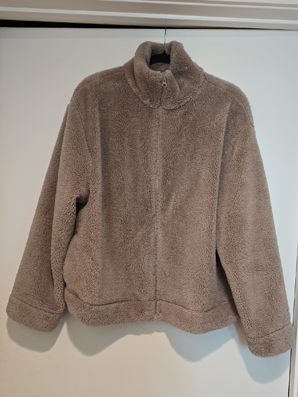 Nike Taupe Teddy Jacket - Zip Front Sherpa Coat